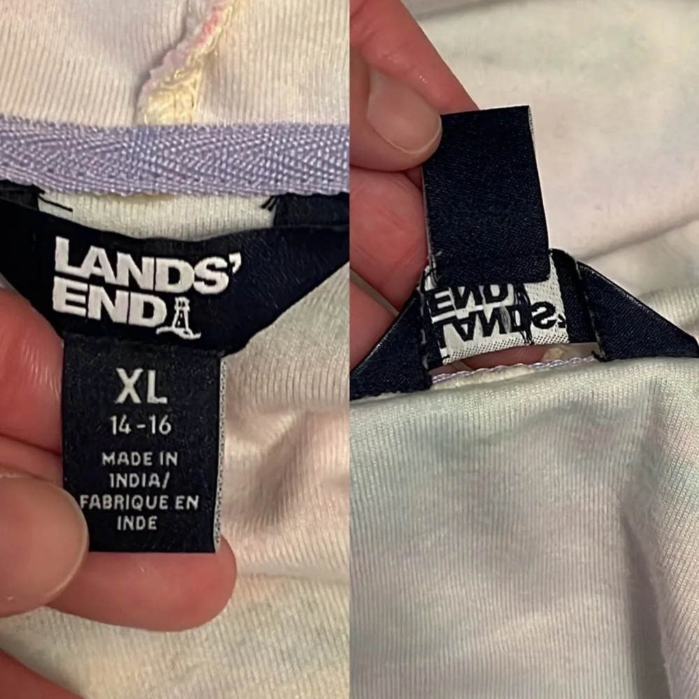 Lands End Tie Dye Hooded Pool Swim Cover Up Long Sleeve with Pocket Girls XL